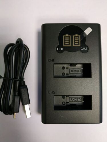 Двойное зарядное устройство BC-GP5B с инфо-дисплеем для Gopro AHDBT-501 + usb cable