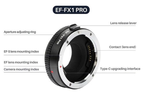 Адаптер для крепления объектива Viltrox EF-FX1 PRO для объектива Canon EF или EF-S-Mount к камере FUJIFILM X-Mount