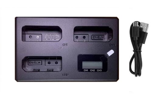 Тройное зарядное устройство TT-ENEL14 для аккумуляторов Nikon EN-EL14/14A с дисплеем и Type-C