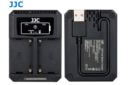 Двойное зарядное устройство JJC DCH-NPF с инфо индикатором с поддержкой скоростной зарядки QC 3.0 через USB Type-C для Sony NP-F970/FM500/FM50