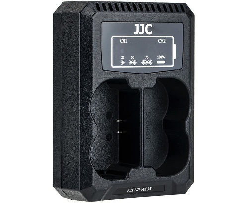 Двойное зарядное устройство JJC DCH-NPW235 с инфо индикатором с поддержкой скоростной зарядки QC 3.0 через USB Type-C для Fujifilm NP-W235