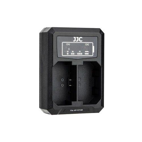Двойное зарядное устройство JJC DCH-NPFZ100 с инфо индикатором с поддержкой скоростной зарядки QC 3.0 через USB Type-C для Sony NP-FZ100