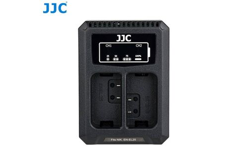 Двойное зарядное устройство JJC DCH-ENEL25 с инфо индикатором с поддержкой скоростной зарядки QC 3.0 через USB Type-C для Nikon EN-EL25